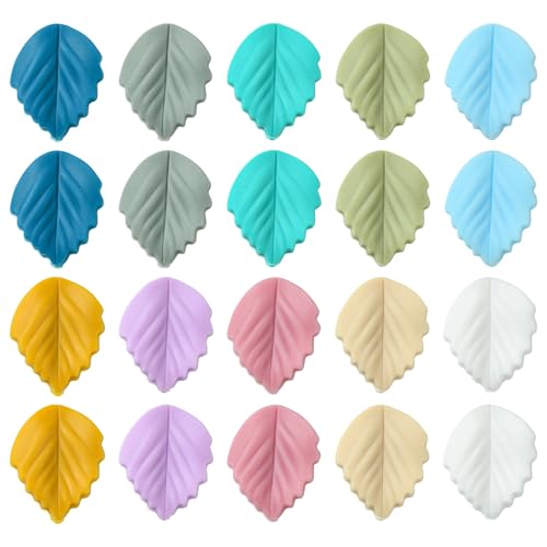 UR URLIFEHALL Silikonperlen, Blatt-Silikonperlen, bunte Blätter, Perlen für Bastelarbeiten, Perlen, Stifte, Schmuck, Garten, Basteln, 20 Stück von UR URLIFEHALL