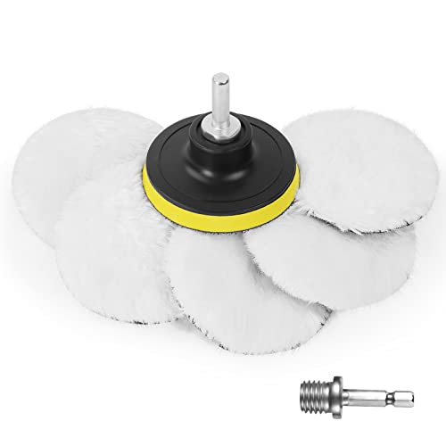 URAQT Auto Polierhaube,5 Stück ø 80 mm Polierpads Wolle Polierteller Set Wollpuffer Polierhauben Mit Einem 6 Winkel Griff Polierfell Pad Polierhaube Polierschwamm Für M10 M14 Bohrer Adapter URAQT Auto Polierhaube,5 Stück ø 80 mm Polierpads Wolle Polierteller Set Wollpuffer Polierhauben Mit Einem 6 Winkel Griff Polierfell Pad Polierhaube Polierschwamm Für M10 M14 Bohrer Adapter von URAQT