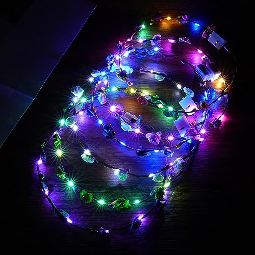 URAQT LED Blumenkranz Stirnband, 6PCS Haarkranz Blumen Mallorca Party Accessoires, Damen und Kinder Festival Zubehör Geburtstag Weihnachten Party Hochzeit Dekor Blumenkranz Kopfschmuck URAQT LED Blumenkranz Stirnband, 6PCS Haarkranz Blumen Mallorca Party Accessoires, Damen und Kinder Festival Zubehör Geburtstag Weihnachten Party Hochzeit Dekor Blumenkranz Kopfschmuck von URAQT