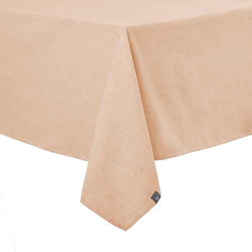 URBANARA Tolosa Tischdecke 140x250 cm I 50% Leinen & 50% Baumwolle Made in Portugal Oekotex 100 I Hochwertige Stofftischdecke für Küchentisch Esstisch Tischtuch Leinentischdecke I Pfirsich von URBANARA