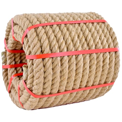 Juteseil (1,9 cm x 15,2 m), gedrehtes Manila-Seil, 20 mm, natürliches dickes Hanfseil, robustes Tauziehen, dickes Seil für Handwerk, Geländer, Gartenarbeit, Bündeln, Hängematten, Heimdekoration von URBANVISTA