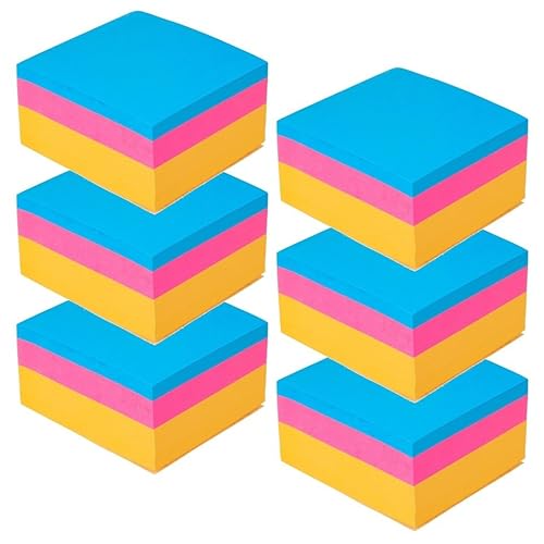 URBNLIVING Haftnotizen, 400 Blatt, verschiedene Neonfarben, 76 x 76 mm, Memoblöcke, Erinnerungsnotizen, selbstklebend, Büro- und Schulbedarf (Anzahl der Packungen, 6 Stück) von URBNLIVING