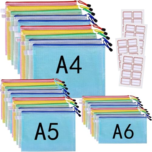 30 Stück Dokumententaschen mit Reißverschluss, A4, A5, A6 von URCHUZE
