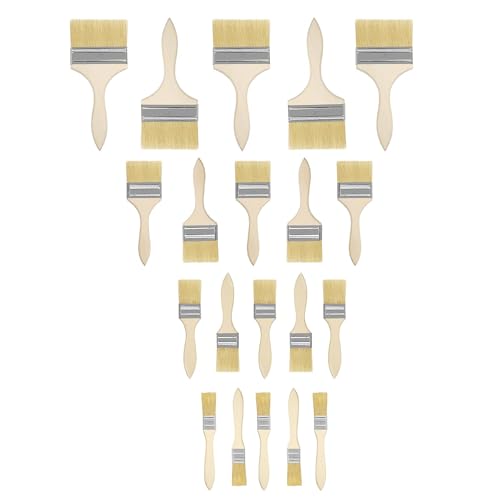 Profi Pinsel Set für Renovierung, Holzlasur Maler Pinselset für DIY Lack Lasur 20Stück, Holzgriff, Mehrere Größen 0,25-0,62cm, Geeignet für Farbe, Lack und Beiz von URCHUZE
