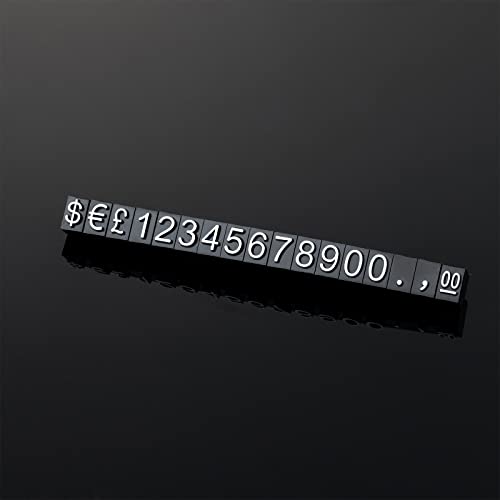 URCheers 10 Stück Preisschild Nummernbuchstabe Preiswürfelanzeige, Verstellbarer Nummernbuchstaben Preisschild-Ständer-Block-Kit für Ladentheke (schwarz-weiß) von URCheers
