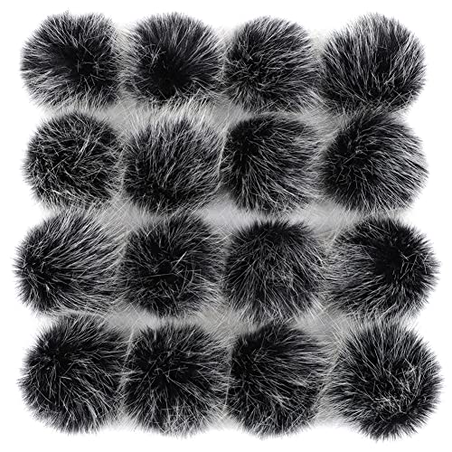 10-11CM Kunstfell Bommel für Mütze 16 Stück Kunstfell Pompon Fellbommel mit Elastischer Schlaufe Flaumige Pompom DIY Faux Fur Pom Pom für Damen Strickmütze Schals Tasche Mützen Anhängern Dekoration von URFEDA