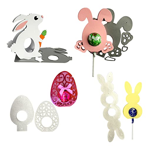 4 Stück Stanzmaschine Stanzschablone Ostern,Osterhase Osterei Lollipop Hühner Scrapbooking Prägeschablonen Stanzformen Schablonen Für Scrapbooking,Fotopapier,Karten,DIY Herstellung Geburtstag Geschenk von URFEDA