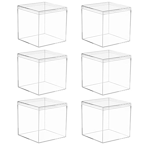 6er-Pack Durchsichtige Acryl Boxen,kleine Aufbewahrungsbehälter für Kunststoffperlen Kunststoff Geschenkbox Transparent für Geschenke,Hochzeiten,Gastgeschenke,Leckereien,Süßigkeiten, 10x10x10cm von URFEDA