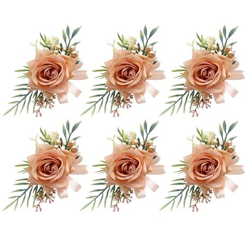 Braut Boutonniere und Handgelenksblume,6 Stück Hochzeit Rose Handgelenk Corsagen - Brautjungfer Handgelenk Blume Künstliche Rose Blumen Anstecker Hochzeit Boutonniere Blumen für Bräutigam Prom Party Braut Boutonniere und Handgelenksblume,6 Stück Hochzeit Rose Handgelenk Corsagen - Brautjungfer Handgelenk Blume Künstliche Rose Blumen Anstecker Hochzeit Boutonniere Blumen für Bräutigam Prom Party von URFEDA