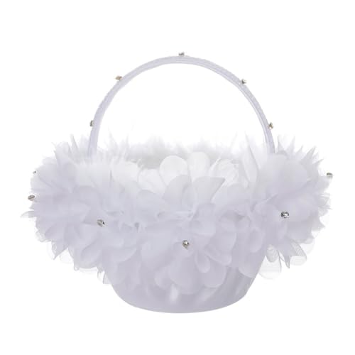 Hochzeits-Blumenkorb Blumenmädchen-Korb Satin-Blumenkörbe mit Fliege eleganter weißer Hochzeits-Blumenkorb Konfetti-Blütenblatt-Blumenkorb für Hochzeit Hochzeits-Blumenkorb Blumenmädchen-Korb Satin-Blumenkörbe mit Fliege eleganter weißer Hochzeits-Blumenkorb Konfetti-Blütenblatt-Blumenkorb für Hochzeit von URFEDA