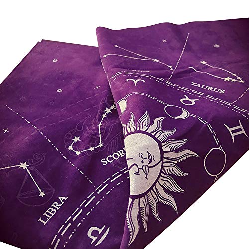 Tarot-Tuch, 12 Sternbilder Astrologie Tischdecke Tarotkarte Wahrsagungskarte Tischdecke Flanell Altar Tarotkarte Stoff Tischdecke für Tarot-Enthusiasten, psychologische Magier, 49 x 49 cm von URFEDA