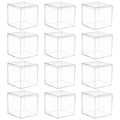 URFEDA 12er-Pack Durchsichtige Acryl Boxen,kleine Aufbewahrungsbehälter für Kunststoffperlen Kunststoff Geschenkbox Transparent für Geschenke,Hochzeiten,Gastgeschenke,Leckereien,Süßigkeiten, 5x5x5cm von URFEDA