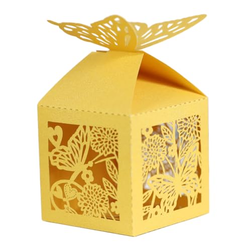 URFEDA 50 Stück Schmetterlings Papier Süßigkeitsschachteln Geschenkboxen Hohle Geschenkboxen Geschenkboxen Papier Süßigkeitsschachteln Pappherz Schokoladenschachteln Geschenkboxen für Dekoration von URFEDA