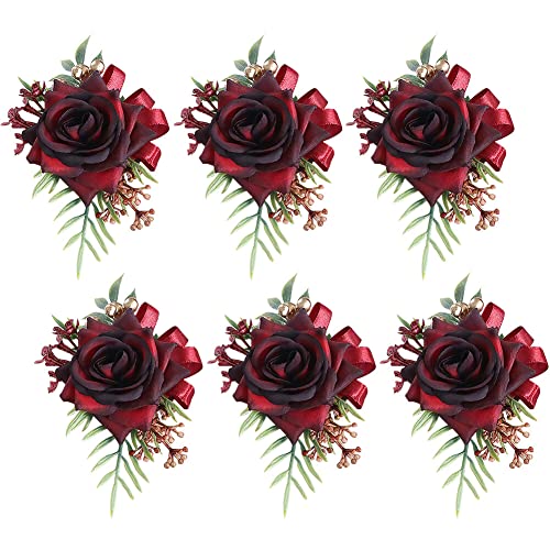 URFEDA 6 Stück Boutonniere Hochzeit Rose Gästeanstecker Hochzeit Handgelenksblume Zubehör Künstliche Ansteckblume Bräutigam Hochzeitsanstecker mit Clip für Braut Brautjungfer Gäste Herren Damen Party von URFEDA