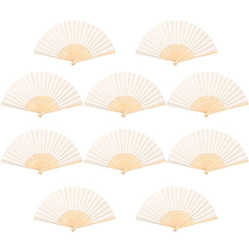 URFEDA Beige Fächer Hochzeit,10 STK Handfächer Papierfächer,Hochzeitsfächer Taschenfächer Faltfächer Gastgeschenk Fecher Sommer Hochzeit,Hochzeitsdeko Hand Fan Asiatische Deko für Geburttag, Party von URFEDA