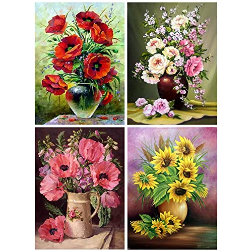 URFEDA Diamond Painting, 4er Set DIY 5D Diamant Painting Bilder Erwachsene, Diamond Painting Set Erwachsene Kinder Bäume Vögel Blumen DIY Cross Stickerei Diamant Malerei für Home Wand Décor (20x30cm) von URFEDA