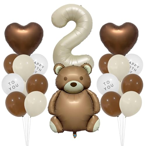 URFEDA Geburtstagsdeko 2 Jahre Jungen Mädchen,Herz Luftballon Bär Deko Kindergeburtstag, Bär Geburtstag Dekoration,Creme,Beige Braun Folienballon 2 Jahre für Jungen Mädchen Party Dekoration URFEDA Geburtstagsdeko 2 Jahre Jungen Mädchen,Herz Luftballon Bär Deko Kindergeburtstag, Bär Geburtstag Dekoration,Creme,Beige Braun Folienballon 2 Jahre für Jungen Mädchen Party Dekoration von URFEDA