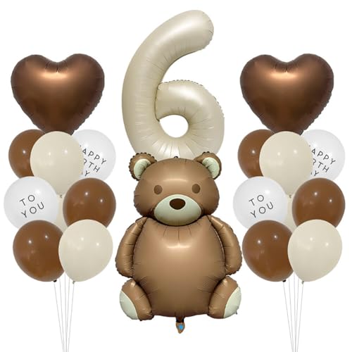 URFEDA Geburtstagsdeko 6 Jahre Jungen Mädchen,Herz Luftballon Bär Deko Kindergeburtstag, Bär Geburtstag Dekoration,Creme,Beige Braun Folienballon 6 Jahre für Jungen Mädchen Party Dekoration URFEDA Geburtstagsdeko 6 Jahre Jungen Mädchen,Herz Luftballon Bär Deko Kindergeburtstag, Bär Geburtstag Dekoration,Creme,Beige Braun Folienballon 6 Jahre für Jungen Mädchen Party Dekoration von URFEDA