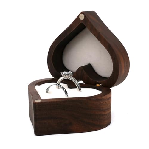 URFEDA Herzförmige Ringschatulle aus Walnuss Holz Ring Box Vintage Ringkästchen Hölzerne Ring Schmuck Organizer Herzförmige Ringe Etui Schmuckschatulle für Hochzeit Verlobung Heiratsantrag Jubiläen URFEDA Herzförmige Ringschatulle aus Walnuss Holz Ring Box Vintage Ringkästchen Hölzerne Ring Schmuck Organizer Herzförmige Ringe Etui Schmuckschatulle für Hochzeit Verlobung Heiratsantrag Jubiläen von URFEDA