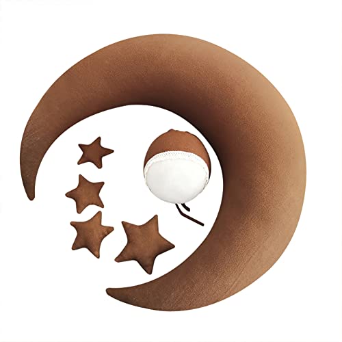 URFEDA Neugeborene Baby Fotografie Requisiten Mond Kissen Baby Photo Props Baby Fotografie Mond Kissen Stern Baby Posing Bohnen Mond Kissen Sterne Set Baby Foto Posing Kissen Fotoaufnahme Set Braun von URFEDA