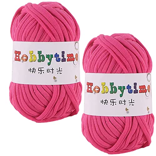 URFEDA Rollen gestrickte Garnstränge Handarbeit Baumwollgarne 50 g Häkelgarn weiche mitteldicke Stränge Baumwollgarn Strickgarn Stoff Stoff T-Shirt Garn Teppichgarn aus Baumwolle Polyester, Rosa-B von URFEDA