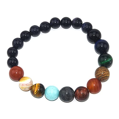 Sonnensystem Armband Acht Planeten Stern Naturstein Perlen Armbänder, 1Pcs Sonnensystem Armband Naturstein Perlen Universum Galaxy Eight Planet Naturstein Universum Solar Chakra Armreifen von URFEDA