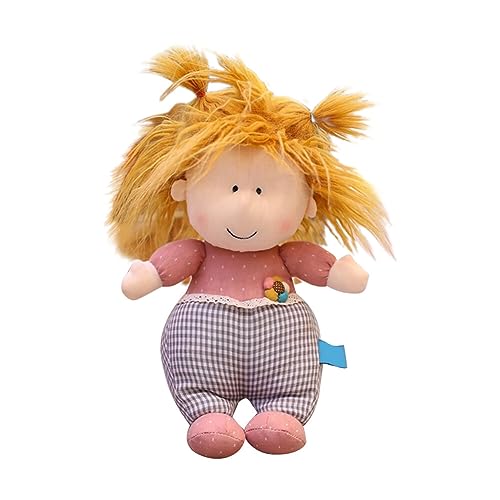 URFEDA Weiche Stoffpuppe für Kinder, Puppe Stoffpuppe mit Kleidung und Haaren Mädchen Plüschpuppe Plüschtier babypuppe Püppchen Plüsch Puppe Doll Spielzeug Kinder Babypuppe als Taufgeschenk Rosa/30cm von URFEDA