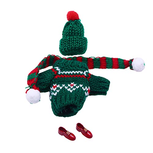 URFEDA Weihnachten Puppenbekleidung, Mini Stricken Bekleidung, Weihnachtspullis Mütze Handschuhe, Schuh, Schals, Puppen Kleidung Outfits, Puppen Zubehör für 15-20 cm Puppe, Weihnachten Geschenk von URFEDA