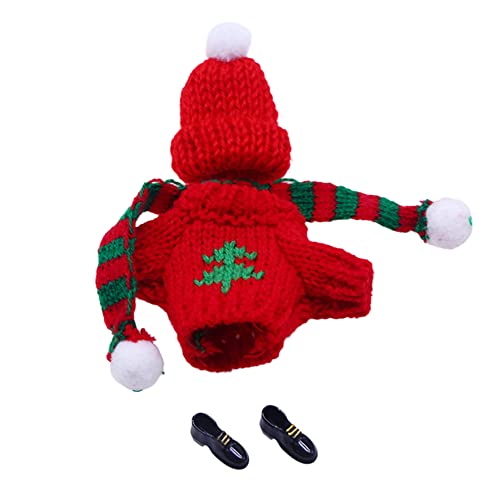 URFEDA Weihnachten Puppenbekleidung, Mini Stricken Bekleidung, Weihnachtspullis Mütze Handschuhe, Schuh, Schals, Puppen Kleidung Outfits, Puppen Zubehör für 15-20 cm Puppe, Weihnachten Geschenk von URFEDA