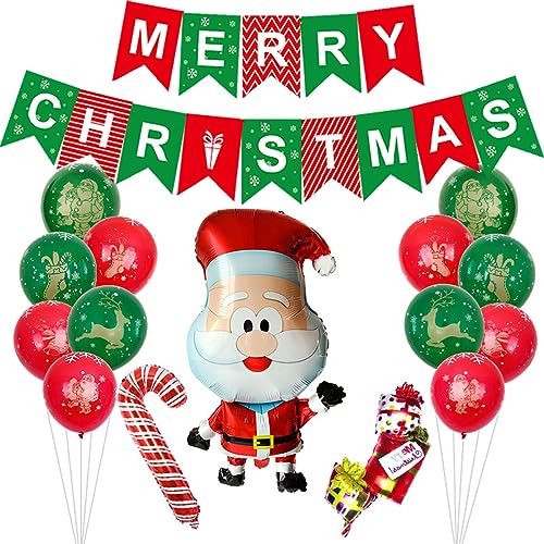 Weihnachten Luftballon Girlande, Rote grüne Ballon Weihnachten Luftballons Großer Weihnachtsmann Latex Luftballon Weihnachtsballons Zuckerstangen Weihnachten Deko für Weihnachtsfeier Dekor von URFEDA