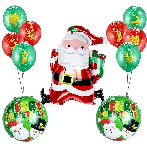 URFEDA Weihnachten Luftballon Girlande, Weihnachten Luftballons Großer Weihnachtsmann Latex Luftballon Weihnachtsballons Merry Christmas Weihnachten Deko Rote grüne Ballon für Weihnachtsfeier Dekor von URFEDA