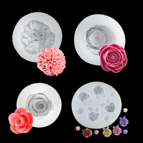 URHRHU 4 Stück Silikonformen Gießformen, Kerzen Formen Silikon Rose Nelke, Seifenformen Silikon Blumen 3D Silikonform, Kerzenformen zum Gießen Kerzengiessform für DIY Duftkerze Dessert URHRHU 4 Stück Silikonformen Gießformen, Kerzen Formen Silikon Rose Nelke, Seifenformen Silikon Blumen 3D Silikonform, Kerzenformen zum Gießen Kerzengiessform für DIY Duftkerze Dessert von URHRHU
