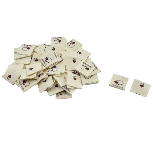 100 Stück Nähetiketten, handgefertigt, mit Liebe, bestickte Etiketten, Etiketten, Kleidung, Etiketten für DIY, Nähen, Basteln, Stricken, Häkeln, Nähen (Schaf) von URIMPAVIDO