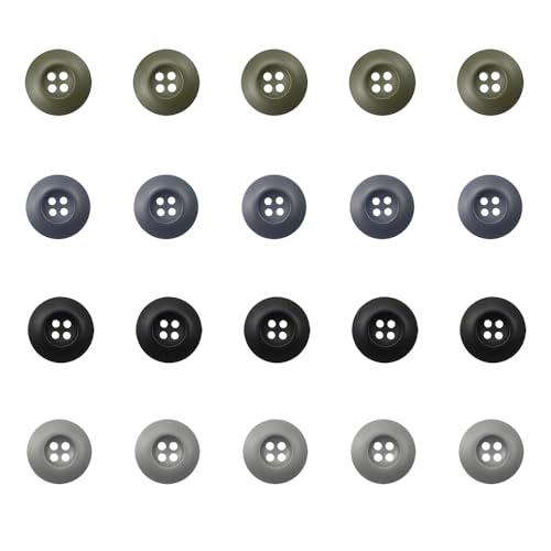 Knöpfe aus Kunstharz, 4 Löcher, 1,5 cm, für Hosen, Jacken, Uniformen, Taschen, Zubehör, Armee, Militär, 20 Stück (Farbe 1, 24 L = 15 mm) von URIMPAVIDO