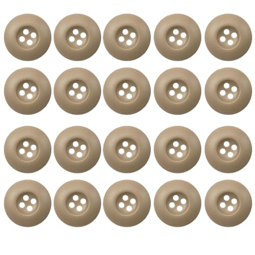 Knöpfe aus Kunstharz, 4 Löcher, 2,3 cm, Militär-Knöpfe, Nähknöpfe für Hosen, Jacken, Uniformen, Taschen, Zubehör, Armee, Militärknöpfe (dunkles Khaki, 32 L = 20 mm), 20 Stück von URIMPAVIDO