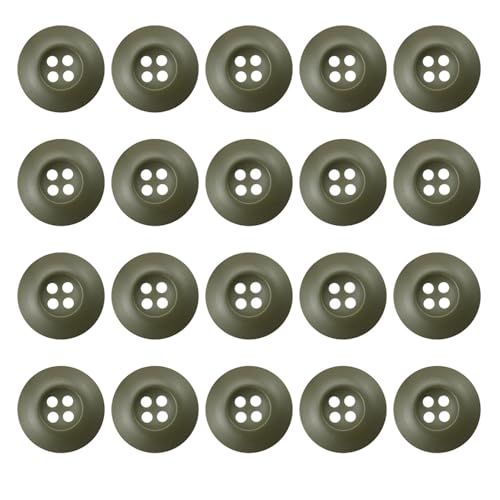 Knöpfe aus Kunstharz, 4 Löcher, 2,3 cm, Militär-Knöpfe, Nähknöpfe für Hosen, Jacken, Uniformen, Taschen, Zubehör, Armeegrün, 20 Stück (Helles Armeegrün, 32 L = 20 mm) von URIMPAVIDO