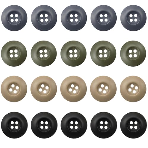 Knöpfe aus Kunstharz, 4 Löcher, 20 Stück, 2,3 cm, Militär-Knöpfe für Hosen, Jacken, Uniformen, Taschen, Zubehör, Armee, Militärknöpfe (Farbe 1, 32 L = 20 mm) von URIMPAVIDO