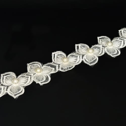 Spitzenband im Vintage-Stil, Blume, weiße Perlen, Diamant-Spitzenbesatz, Stoff, bestickte Applikationen, Spitzenband für Hochzeitskleid, Kostüm, Hut, Verzierung, Zuhause, Party, Dekoration, Weiß, 91 Spitzenband im Vintage-Stil, Blume, weiße Perlen, Diamant-Spitzenbesatz, Stoff, bestickte Applikationen, Spitzenband für Hochzeitskleid, Kostüm, Hut, Verzierung, Zuhause, Party, Dekoration, Weiß, 91 von URIMPAVIDO
