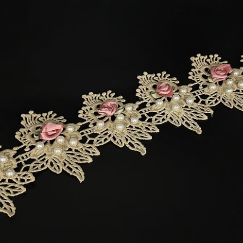 Spitzenband im Vintage-Stil, Blumenperlen, Spitzenband, bestickter Stoff, Blumenapplikationen, Spitzenbesatz, handgefertigt, Nähen, Handwerk für Hochzeit, Brautkleid, Kostüm, Hutdekoration (Gold, 91 Spitzenband im Vintage-Stil, Blumenperlen, Spitzenband, bestickter Stoff, Blumenapplikationen, Spitzenbesatz, handgefertigt, Nähen, Handwerk für Hochzeit, Brautkleid, Kostüm, Hutdekoration (Gold, 91 von URIMPAVIDO