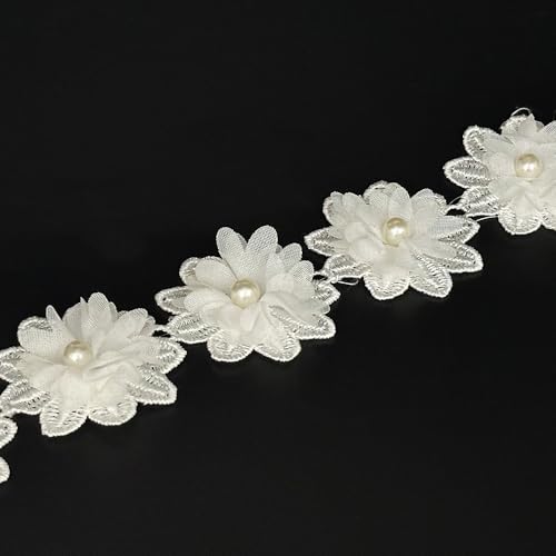 Spitzenband im Vintage-Stil, weiße Blume, Perlen, Spitzenrand, Blumenapplikation, bestickt, Nähspitze für Hochzeit, Brautkleid, Kleidung, Kostüm, Hut, Heimdekoration, 91 cm Spitzenband im Vintage-Stil, weiße Blume, Perlen, Spitzenrand, Blumenapplikation, bestickt, Nähspitze für Hochzeit, Brautkleid, Kleidung, Kostüm, Hut, Heimdekoration, 91 cm von URIMPAVIDO