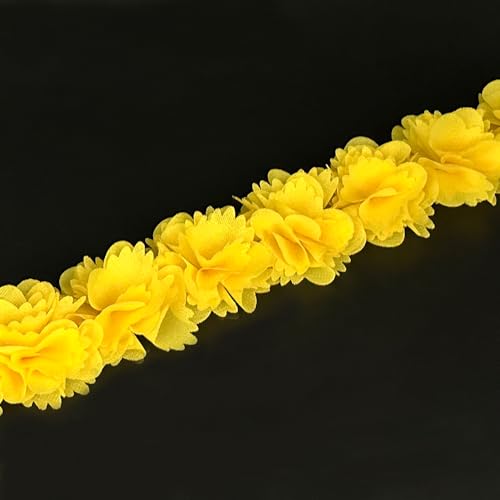 Spitzenband mit Vintage-Blume, bestickt, Applikationen, Stoff, Spitze, Nähen, Basteln für Hochzeit, Brautkleid, Kleidung, Kostüm, Hut, Dekoration, Gelb, 91 cm von URIMPAVIDO