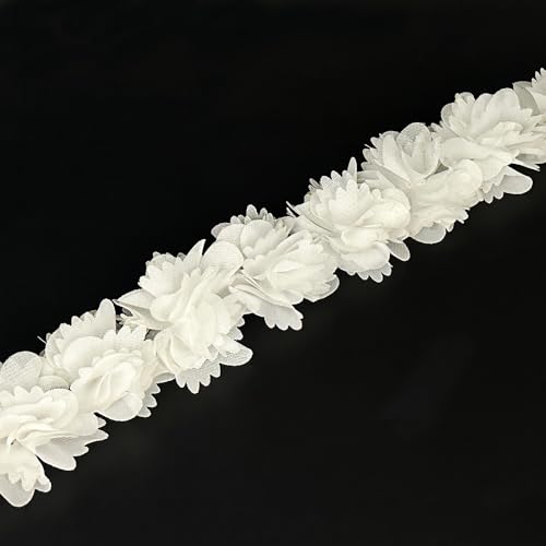 Spitzenband mit Vintage-Blume, bestickt, Applikationen, Stoff, Spitze, Nähen, Basteln für Hochzeit, Brautkleid, Kleidung, Kostüm, Hut, Dekoration (weiß, 91 cm) von URIMPAVIDO