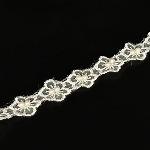 Spitzenband mit weißen Perlen, Vintage-Stil, Blumenmuster, bestickt, Applikation, Nähspitze für Hochzeit, Brautkleid, Kleidung, Kostüm, Hut, Heimteil-Dekoration, 91 cm Spitzenband mit weißen Perlen, Vintage-Stil, Blumenmuster, bestickt, Applikation, Nähspitze für Hochzeit, Brautkleid, Kleidung, Kostüm, Hut, Heimteil-Dekoration, 91 cm von URIMPAVIDO
