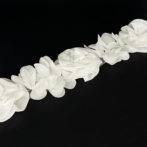 Spitzenbesatz mit Blumenmuster, elegant, bestickt, Nähen, Spitzenapplikation für Hochzeit, Brautkleid, Kleidung, Kostüm, Hut, Party, Dekoration, DIY, handgemachtes Nähen, Handwerk (weiß, 91 cm) von URIMPAVIDO