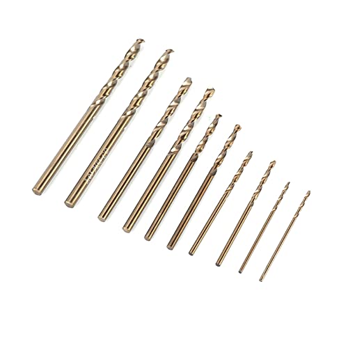 10tlg. M35 HSS Cobalt Bohrer Satz HSS-CO Bohrer Set Ø1mm Ø1.5mm Ø2mm Ø2.5mm Ø3mm Metallbohrer Jobber Bohrer HSS-Bohrer-Satz Stahlbohrer Spiralbohrer zum Bohren auf Edelstahl,Harte Stähle,Metall von URPIZY