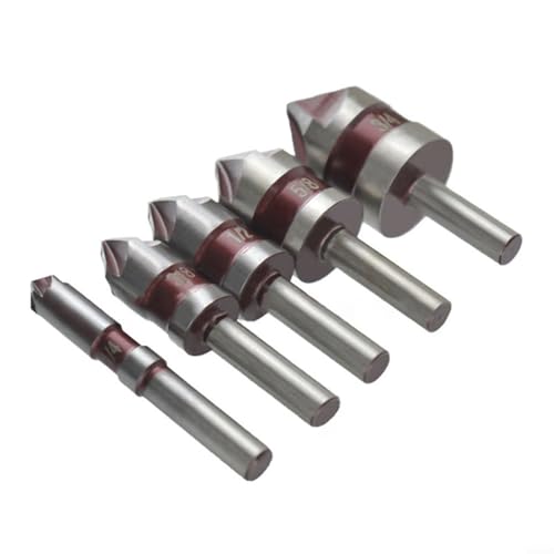 5-teiliges HSS-Co Kegelsenker Set mit 5 Schneiden für Holzbearbeitung 1/4", 3/8", 1/2", 3/4", 5/8" Bohrergrößen Metallbearbeitung Werkzeug Senker von URPIZY