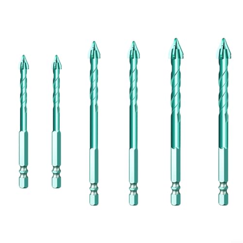 Bohrerset 6-teilig Schräger Exzenterbohrer Hartmetall Bohrer für Fliesen Glas Beton Kunststoff Zement 6-6-8-8-10-12 mm Blau Elektrophoretisch Behandelt(6-6-8-8-10-10) von URPIZY