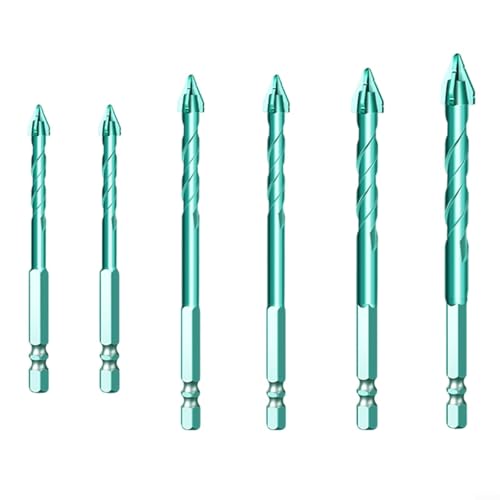 Bohrerset 6-teilig Schräger Exzenterbohrer Hartmetall Bohrer für Fliesen Glas Beton Kunststoff Zement 6-6-8-8-10-12 mm Blau Elektrophoretisch Behandelt(6-6-8-8-10-12) von URPIZY