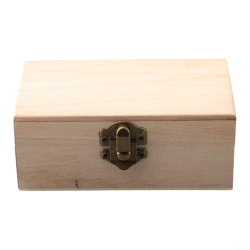 Handgefertigte Schmuckschatulle aus Holz mit Schloss und Scharnierdeckel, Schmuckkästchen für Männer und Frauen, dekorative Schatztruhe, Mehrzweck-Aufbewahrungsbox (S) von URPIZY