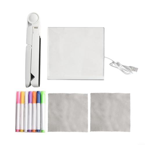 LED Acryl Nachrichtenbrett Mit 7 Farbstiften, Beleuchtete Schreibtafel Für Erwachsene, Transparente Zeichenbrett Mit Verstellbarem Ständer 21.4x21.4cm, Trocken Abwischbar(Small) von URPIZY